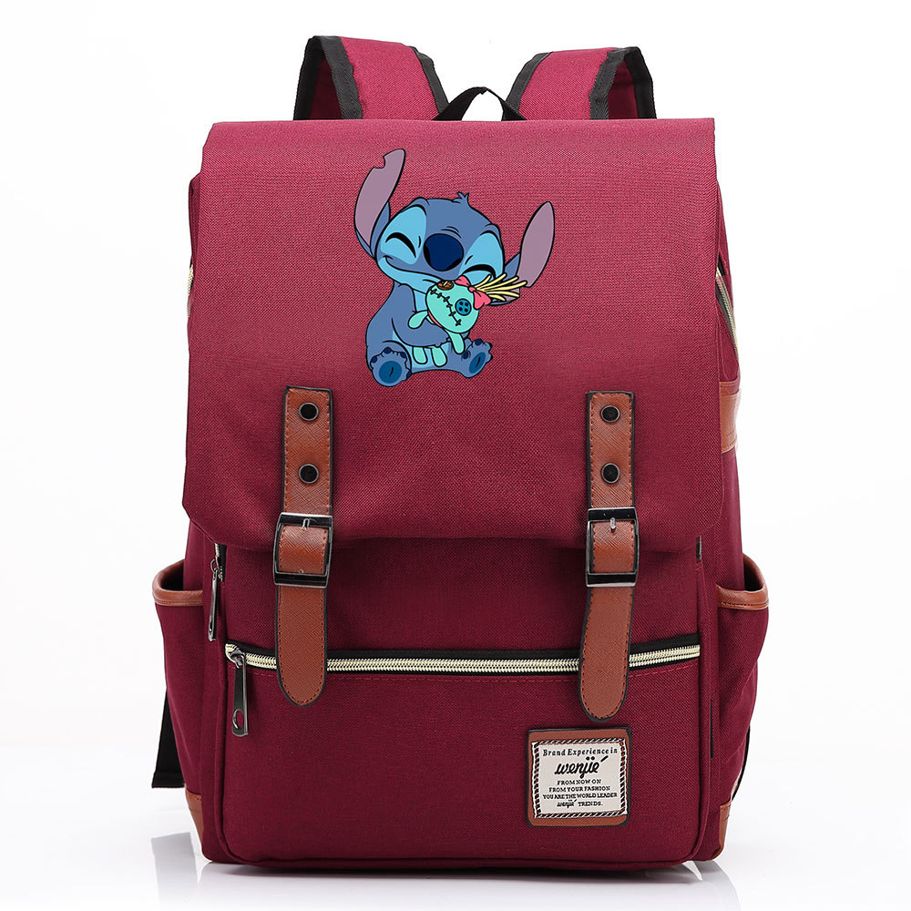 Stylish Lilo & Stitch Square Backpack with Belt Buckle Design - Fits 15-inch Laptop-Mayoulove