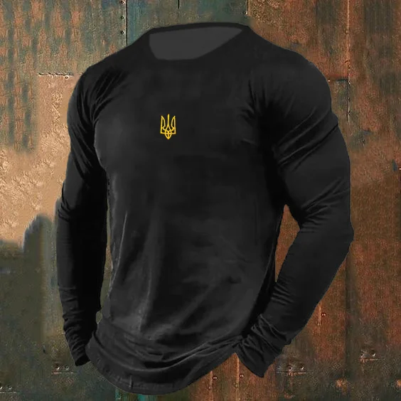 Simpfit Herren-T-Shirt mit Rundhalsausschnitt und Dreizack-Stickerei