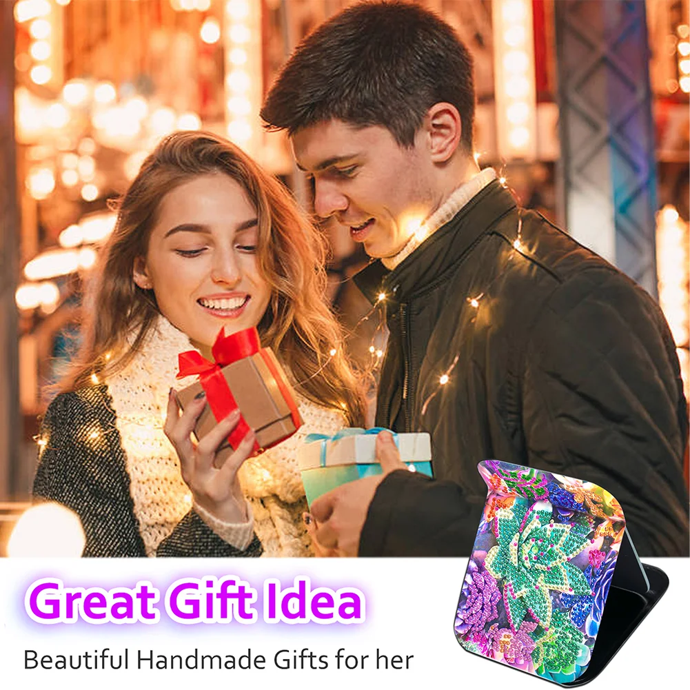 DIY Mandala Diamond Painting Makeup Compact Mirror Portable Folding