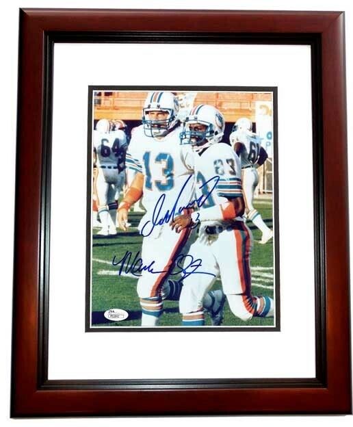 Dan Marino + Mark Clayton Signed Autographed Dolphins Photo Poster painting MAHOGANY FRAME + JSA