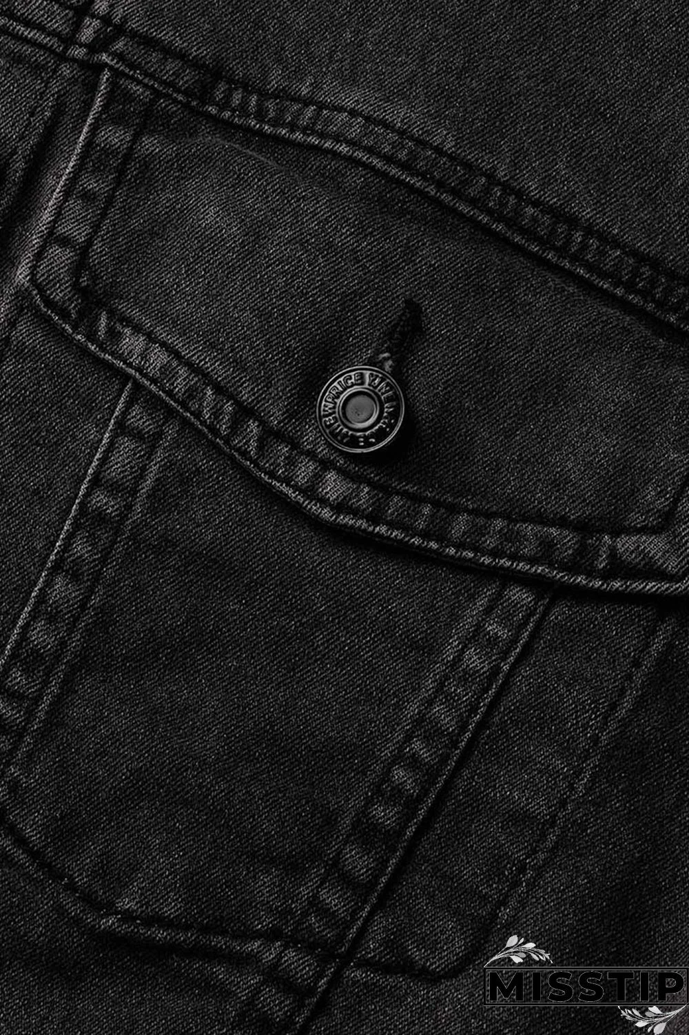 Blue Orange Street Print Make Old Patchwork Buckle Turndown Collar Long Sleeve Straight Denim Jacket