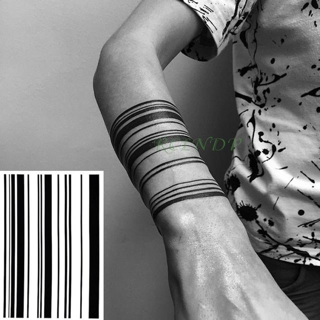 Waterproof Temporary Tattoo Sticker stripe Bar code streak line Fake Tatto Flash Tatoo Totem Back leg Abdomen Arm for Men Women