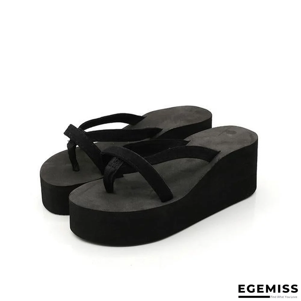 Women High Heel Wedges Sandals Platform Beach Flip Flops Slippers Solid Slides | EGEMISS