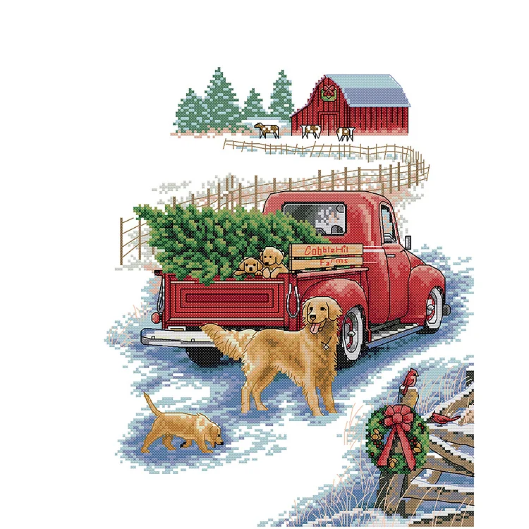Joy Sunday Christmas  Winter Trip 14CT Stamped Cross Stitch 36*56CM