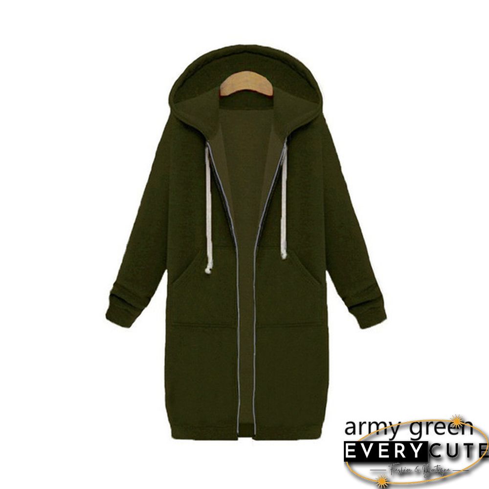 12 Colors New Autumn And Winter Women's Hooded Sweater Thick Long-Sleeved Jacket Casual Zipper Cardigan Loose Coat