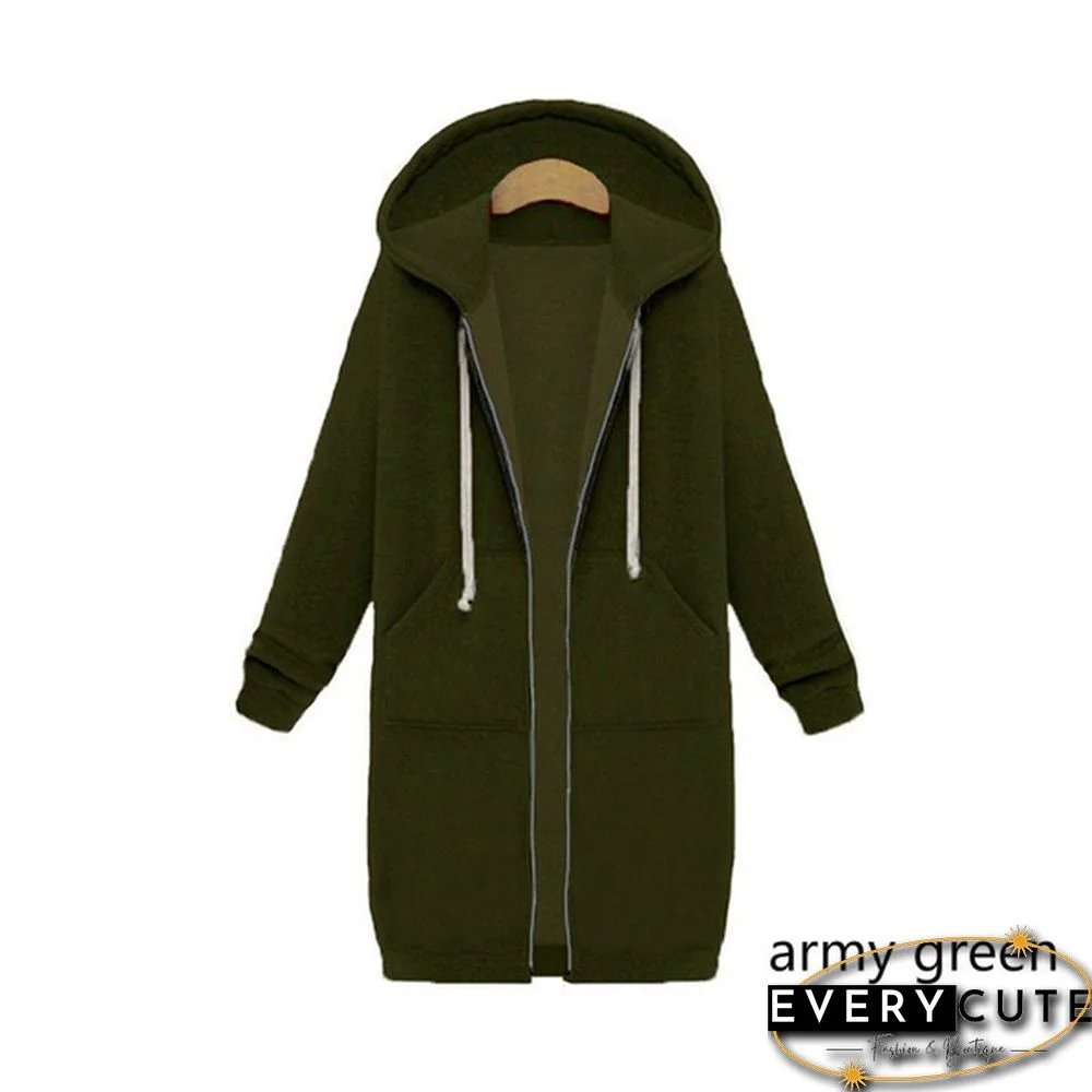 12 Colors New Autumn And Winter Women's Hooded Sweater Thick Long-Sleeved Jacket Casual Zipper Cardigan Loose Coat