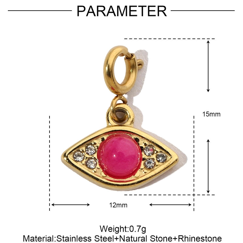 3 PCS/Package 15 * 33mm Titanium Steel Natural Stone Heart Shape Eye Pendant Jewelry Accessories