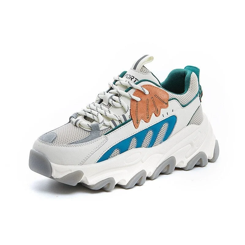 2021 Spring New Women's Platform Sneakers Fashion Breathable Mesh Casual Shoes Ladies Retro Thick Bottom Vulcanized Shoes Female