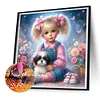 Diamond Painting-DIY Full Round Drill Girl and Dog