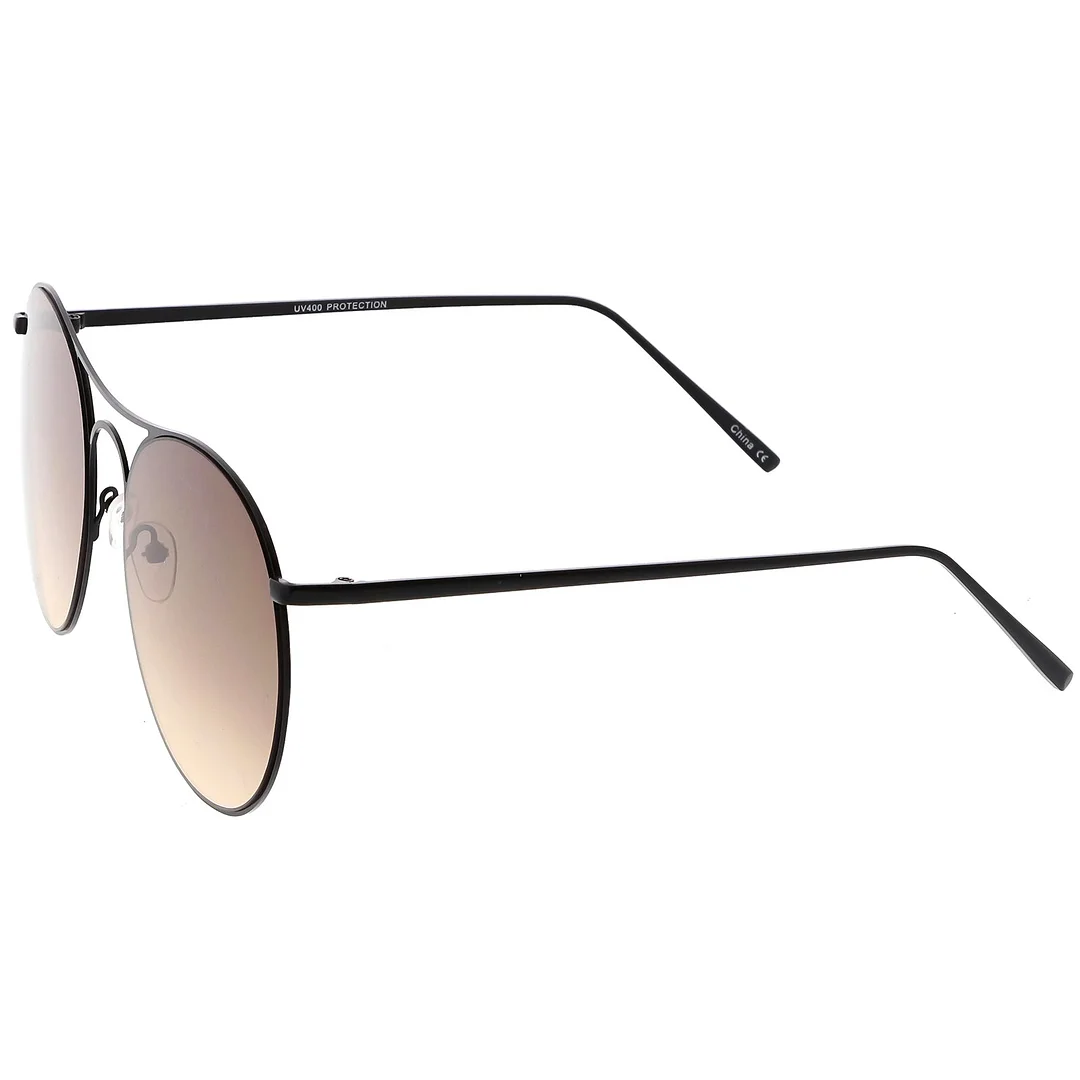 Oversize Metal Aviator glasses Double Nose Bridge Round Gradient Flat Lens 65mm