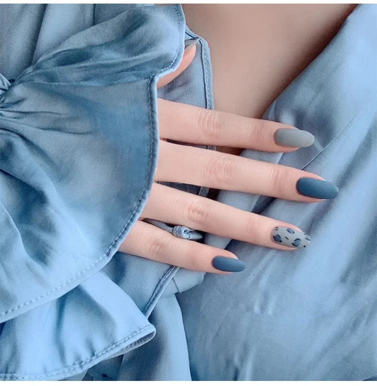 Fashion 24pc/set 10 Sizes Fake Nails Full Cover French False Nail Tips With Double-Sided Nail Adhesive Tab Press On Coffin Nail-Nail Inspo