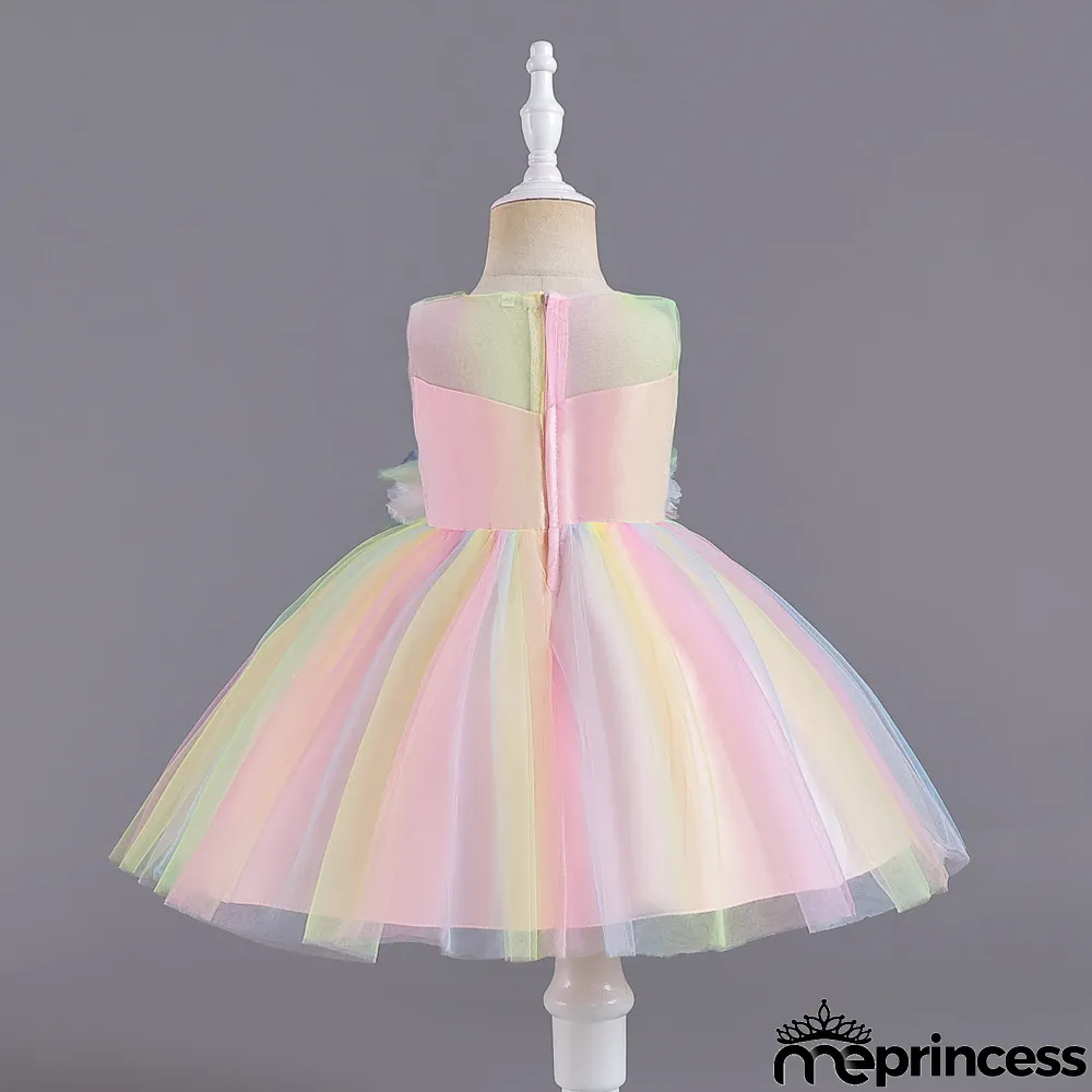 Infant and Toddler Dresses Floral Dress Multi-Color Mesh Pouf Princess Dress