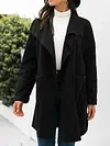 Fashion Loose Solid Color Long Sleeves Lapel Cardigan Woolen Outerwear