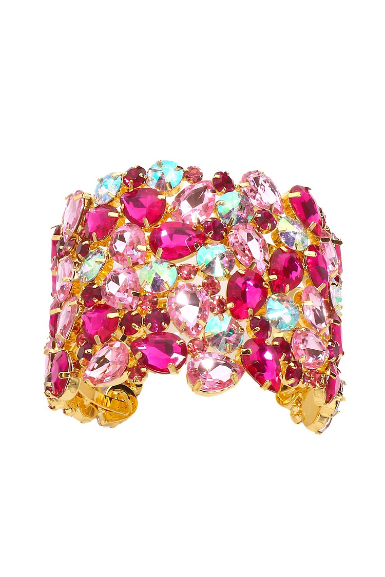 St. Patrick's Day Faux Gem Wide Cuff Bracelet