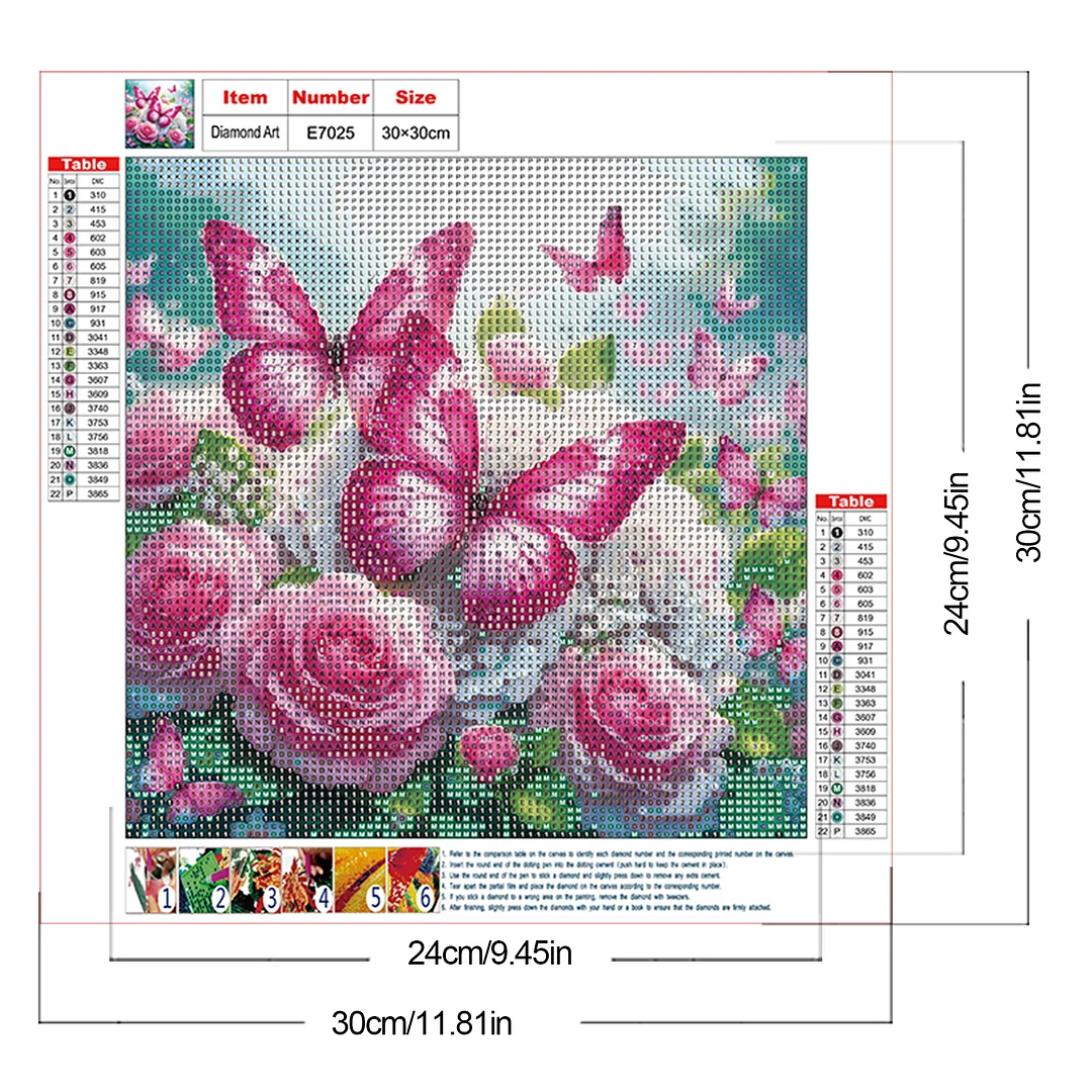 Diamond Painting - Full Round Drill - Butterfly Flower(Canvas|30*30cm)