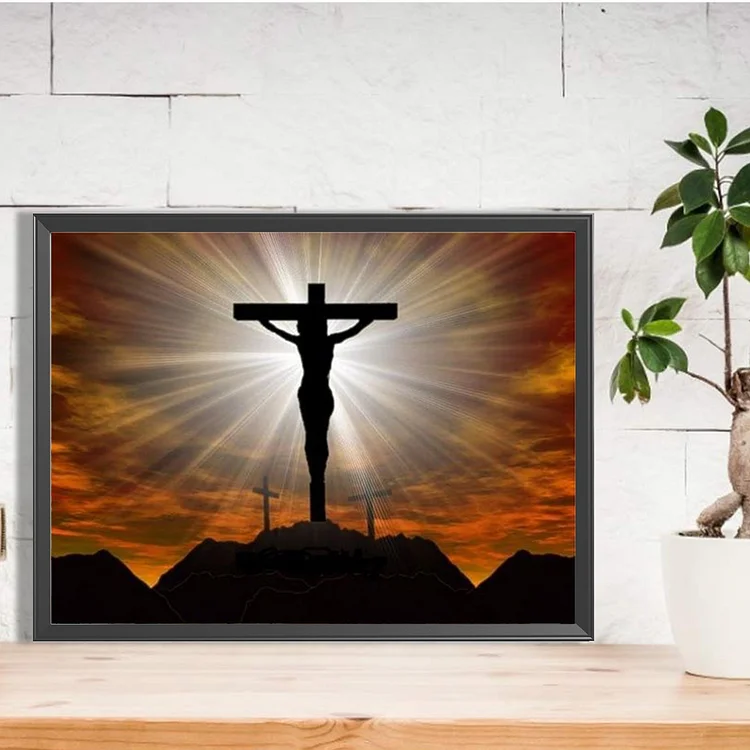 DIAMOND PAINTING KIT FULL DRILL ROUND  JESUS ON THE CROSS  40X30 CM ADULTS