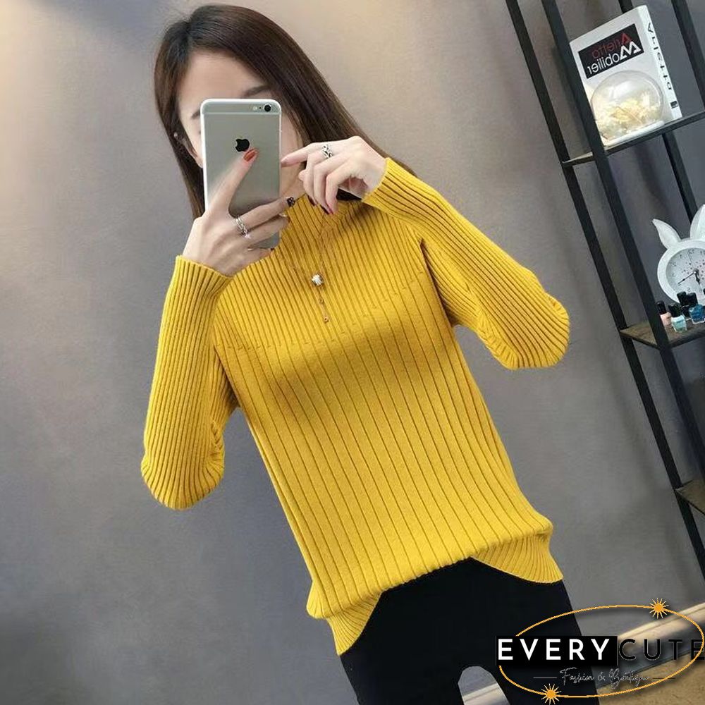 Fashion Mock Neck Harajuku Knitted Sweater Women Autumn Slim Solid Long Sleeve Top Korean Female Y2k Clothes New Pullovers