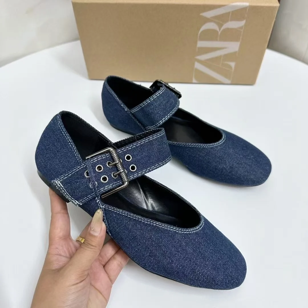 Breakj Breakj Home 2025 New Female Shoes Temperament Famous Mary Jane Flat-Bottomed Ballet Shoes Flat Heded Shallow Mouth Round Head Single Shoes Women