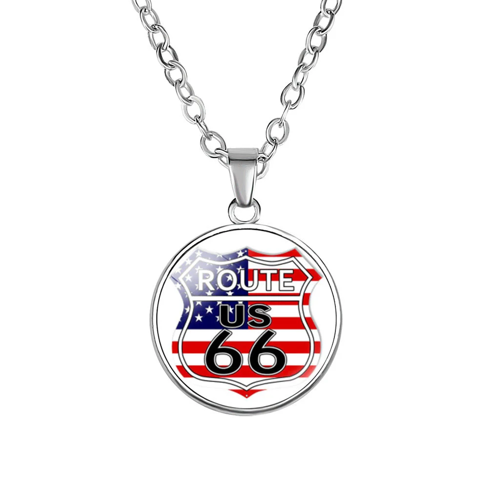 Retro Route 66 Alloy Necklace-inspireuse