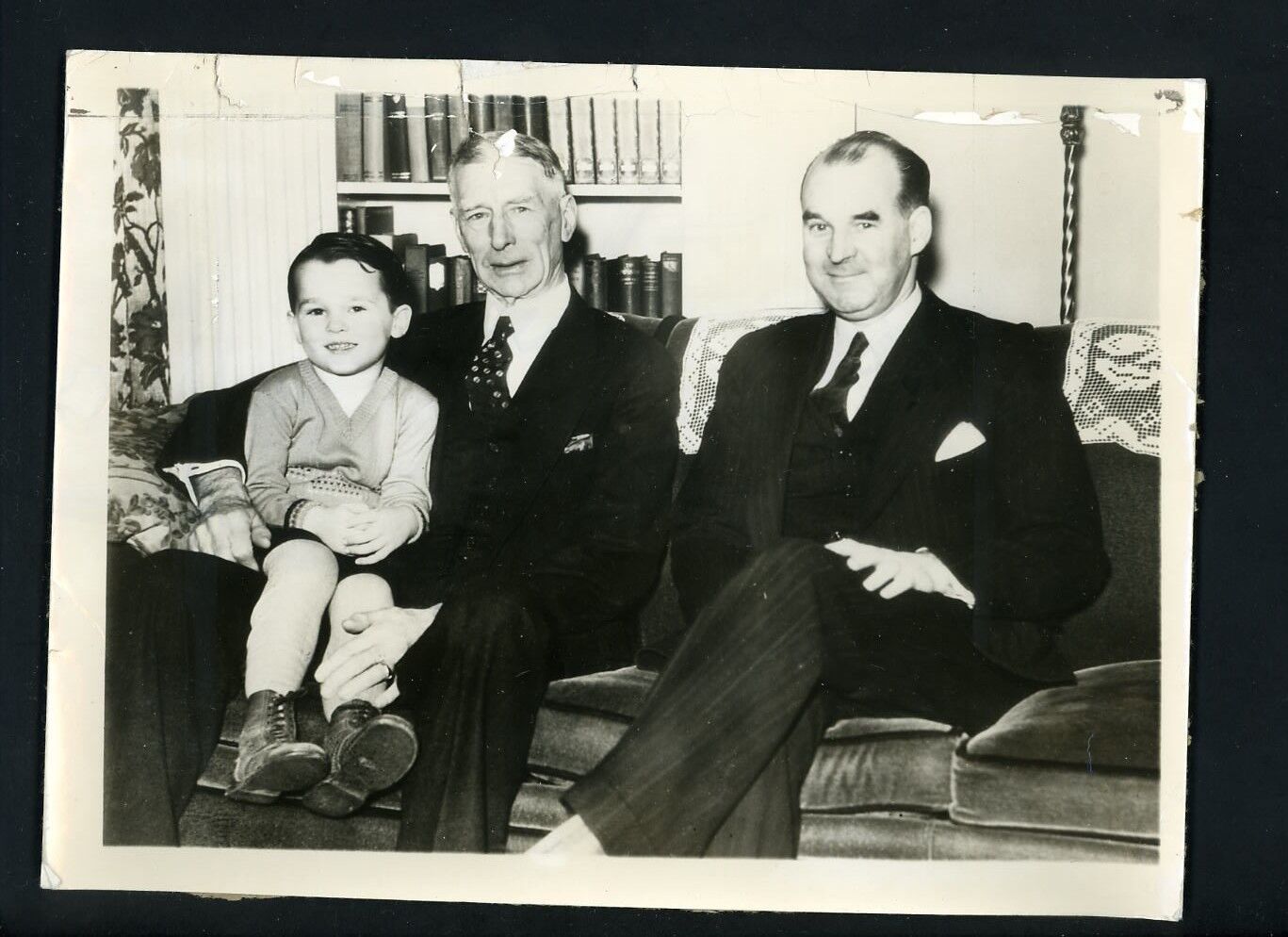 Connie Mack & son Earl & Grandson 1935 Press Photo Poster painting Philadelphia Athletics