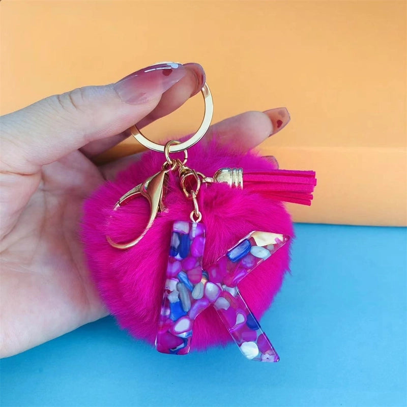 Minimalist Commute Letter Hairball Resin Unisex Bag Pendant Keychain