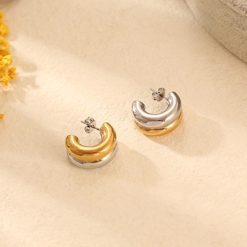 1 Pair Fashion U Shape Plating 304 Stainless Steel 18K Gold Plated Earrings