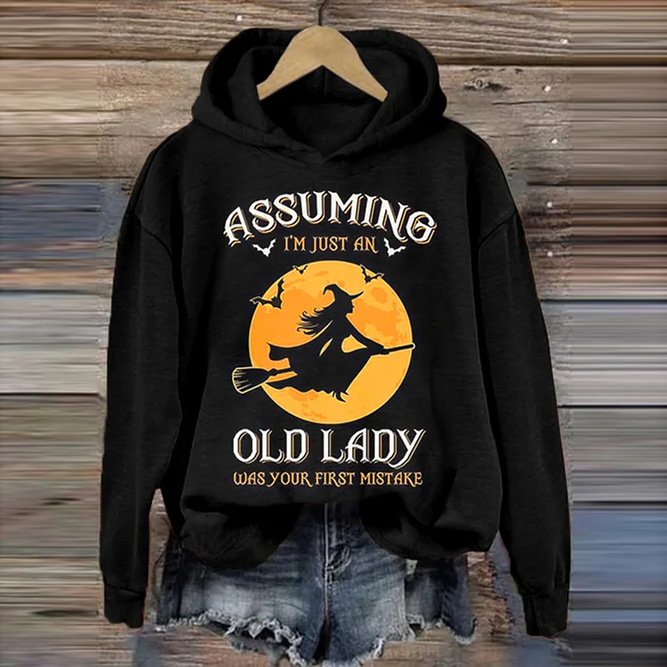 Comstylish Assuming I'M Just An Old Lady Was Your First Mistake Halloween Printed Women'S Sweatshirt