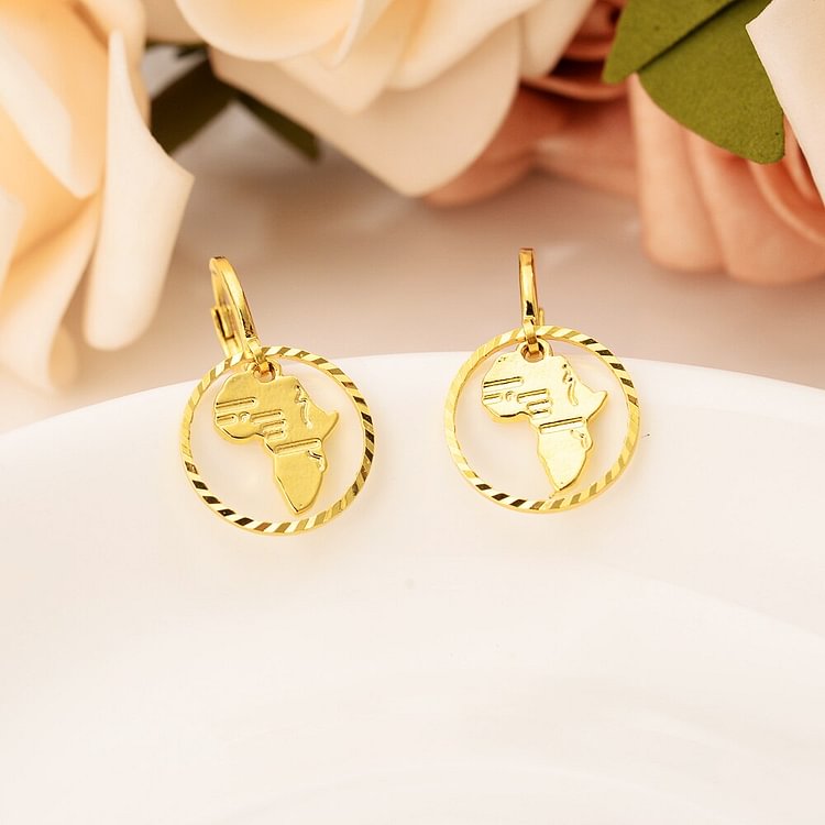 Gold  Color GP earring Africa map gold earring Jewelry For Women
