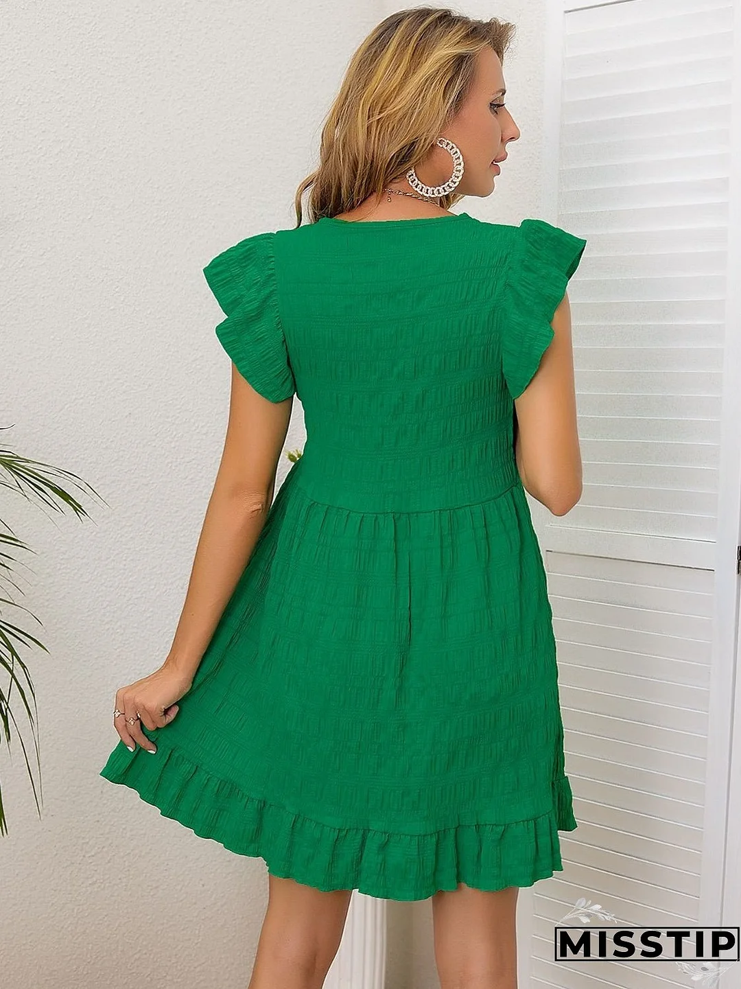 Ruffled Cap Sleeve Mini Dress