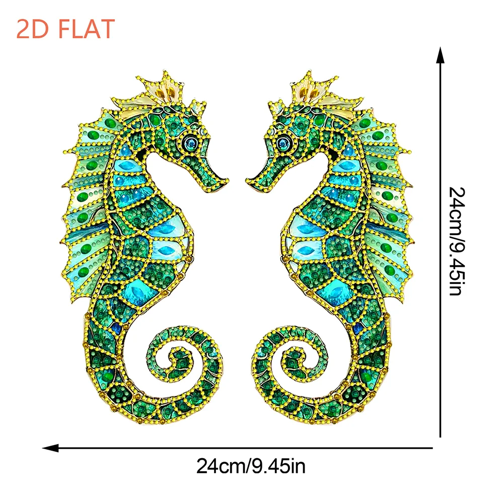 2D Flat Seahorse DIY Diamond Art Pendant Window Hanging Art for Home Wall Decor