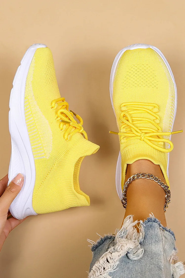 Daily Solid Color Breathable Knitted Sports Shoes 2024 - Xpluswear