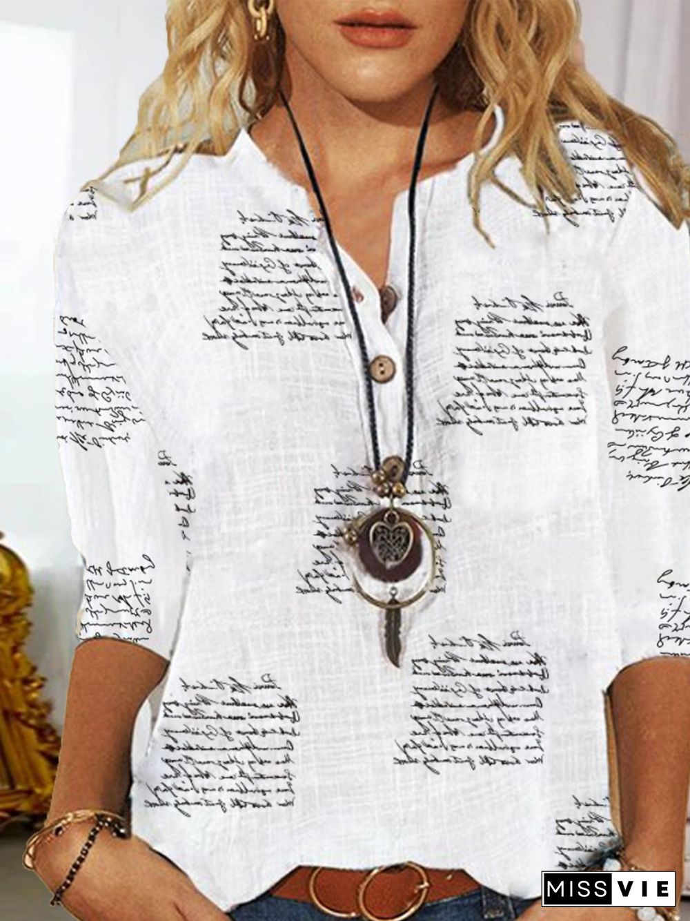 Text Letters Casual Long Sleeve Loose Tops