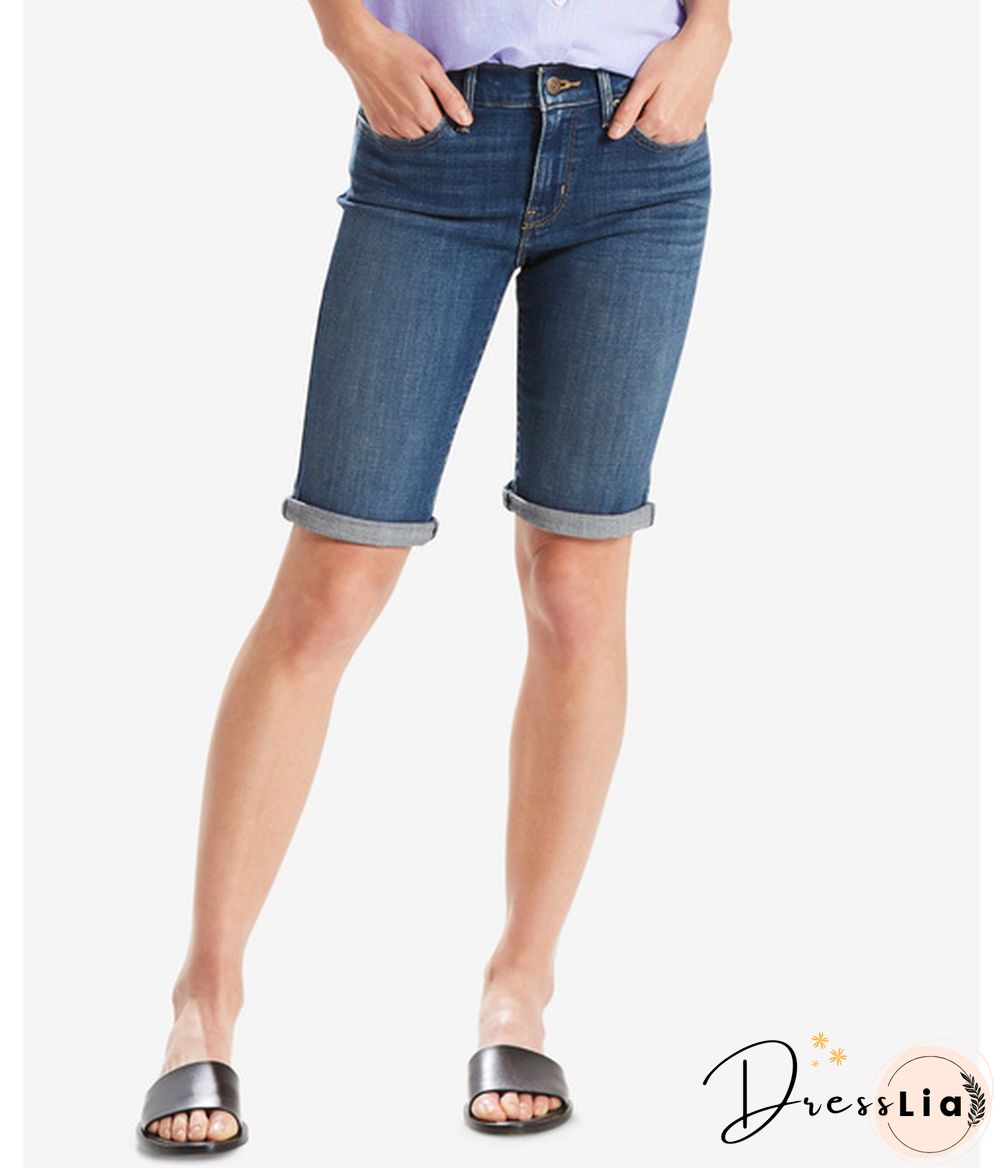 Levi's Womens Mid Rise Denim Casual Bermuda Shorts