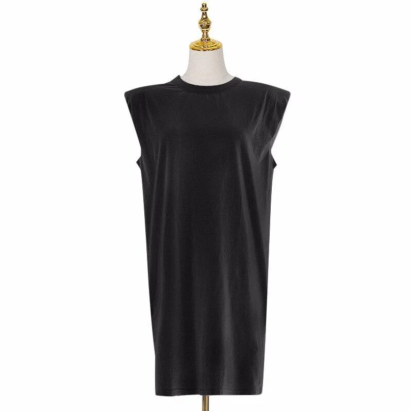 ABEBEY Casual Minimalist Dress For Women O Neck Sleeveless Knee Length Loose Dresses Female Summer Fashion New Clothing