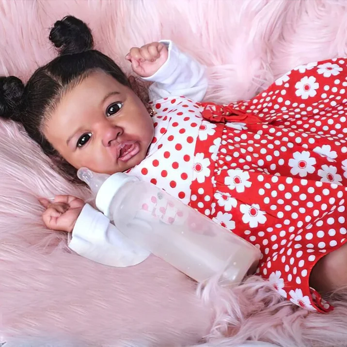 Rbgdoll®African American 12'' Handmade Pretty Derek Black Silicone Mini Reborn Baby Doll Girl , Ship From USA‎