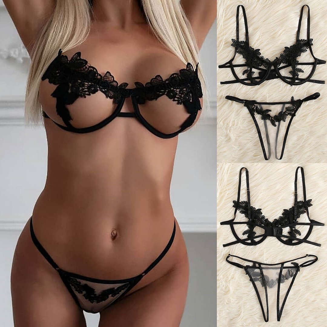 Lingerie Set Sexy Hot Femme Bra Set Corset Lace Underwire Racy Muslin Sleepwear Underwear Tops+Briefs Underwear Set