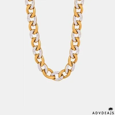 Zircon Titanium Steel Chunky Chain Necklace