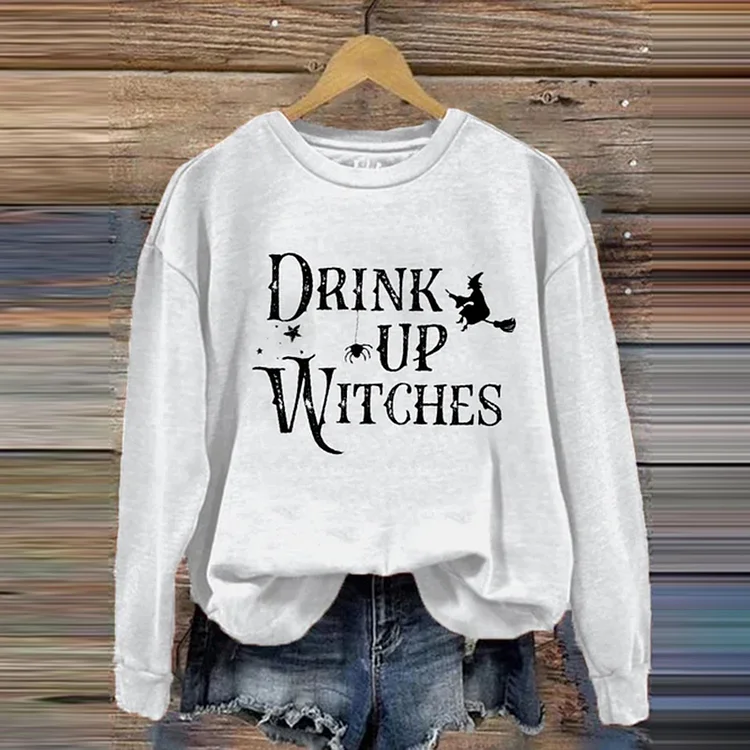 Comstylish Drink Up Witches Casual Sweatshirt