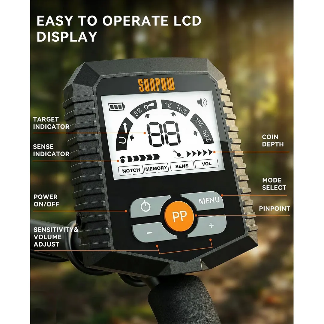 BEBANG Metal Detector for Adults and Kids, 4 Modes with Large Backlit LCD, IP68 Waterproof 8" Search Coil, Adjustable Treasure Hunting Kit for Beach and Backyard