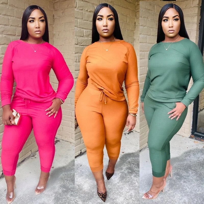 Yvlvol spring autumn two piece set women outfits tracksuit fall clothes for female 2020 2 pieces sets t shirts pants Plus size