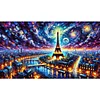 (70*40cm)Eiffel Tower - Full Round Drill Diamond Painting