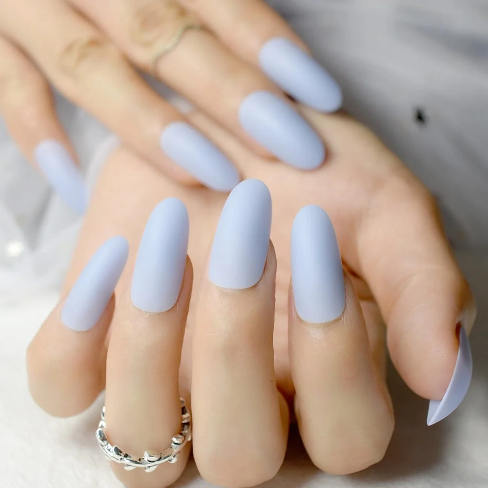 Extra long Stiletto Grey Marble Fake Nails Stone Pattern Pointed Dark Shiny Long Press On False Nails for Finger 24 Count-Nail Inspo