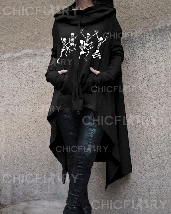 Skull Carnival Hooded Long Sleeve Sweatshirt