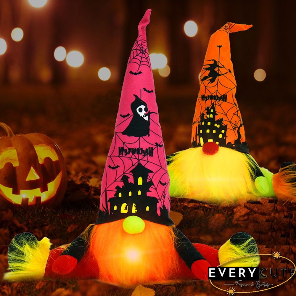 Halloween Plush Gnome Doll With Warm Lights