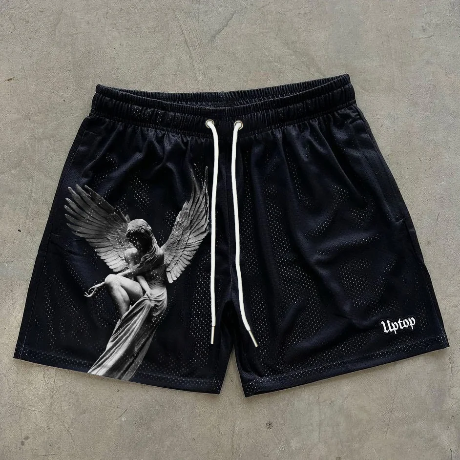 Angel print stretch shorts