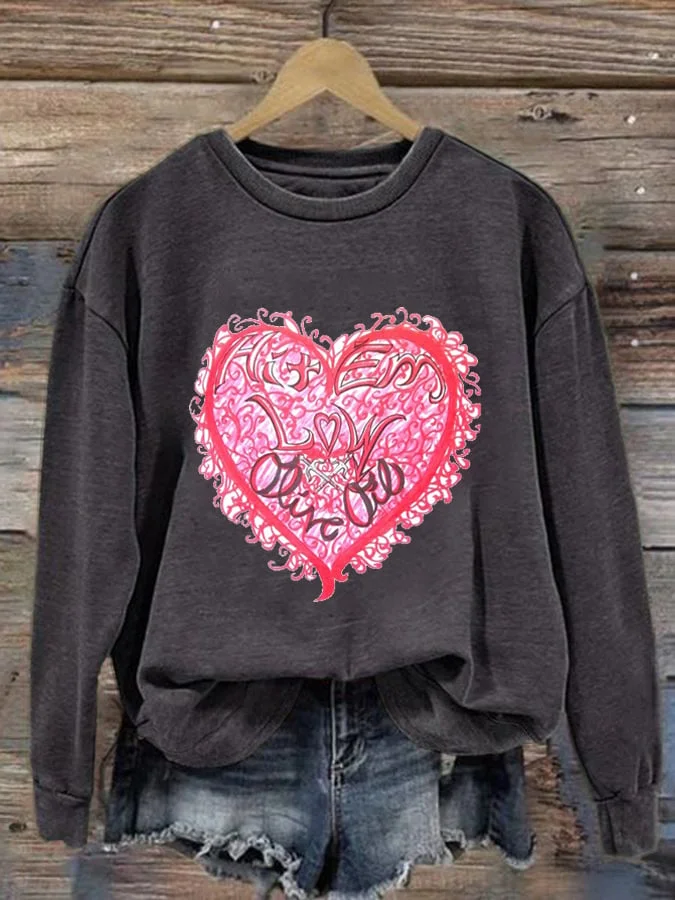 Women's Valentine's Day printed sweatshirt