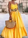 Loose Solid Color Condole Belt Maxi Dress