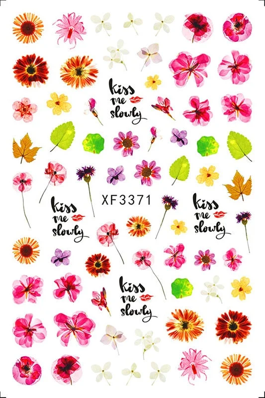 3D Nail Sticker Flowers Leaves Abstract Floral Decals And Sticker Nail Foils Slider Nail Art Decals Manicure Nails Accesories-Nail Inspo