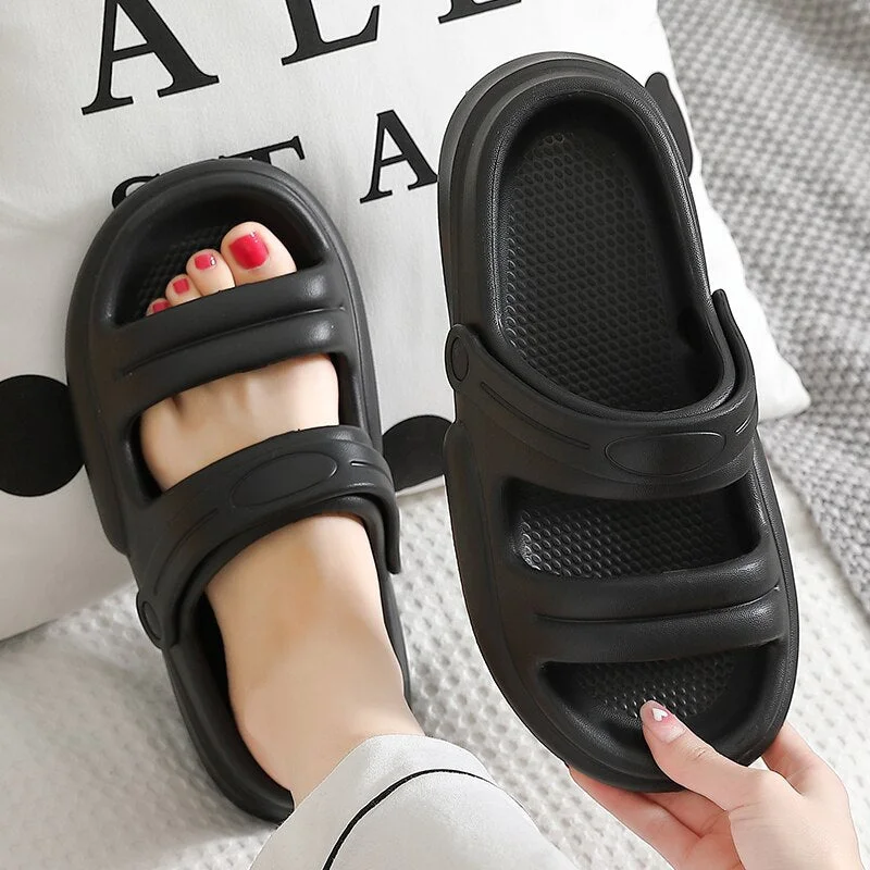 Summer Women Flip Flops Slippers Solid Thick EVA Platform Non-Slip Heel Sandals Home Outdoor Beach Couples Men's Ladies Shoes