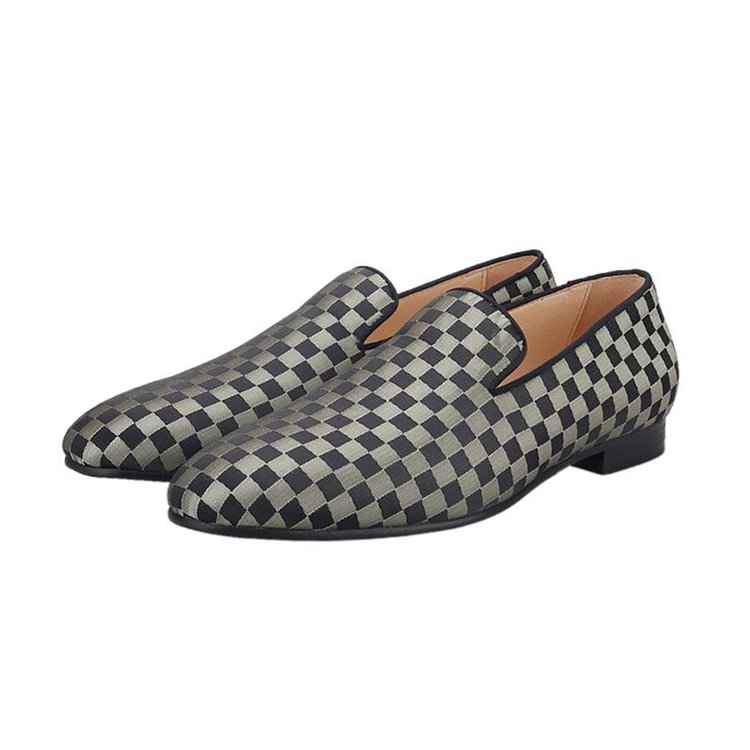 Amadeo Silk Checkered Loafers